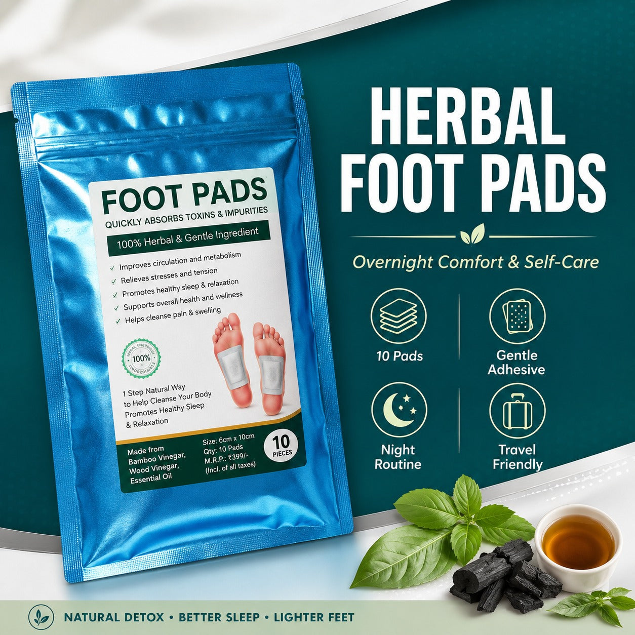 Herbal Detox Foot Pads – Overnight Wellness Patches (10 Pads)