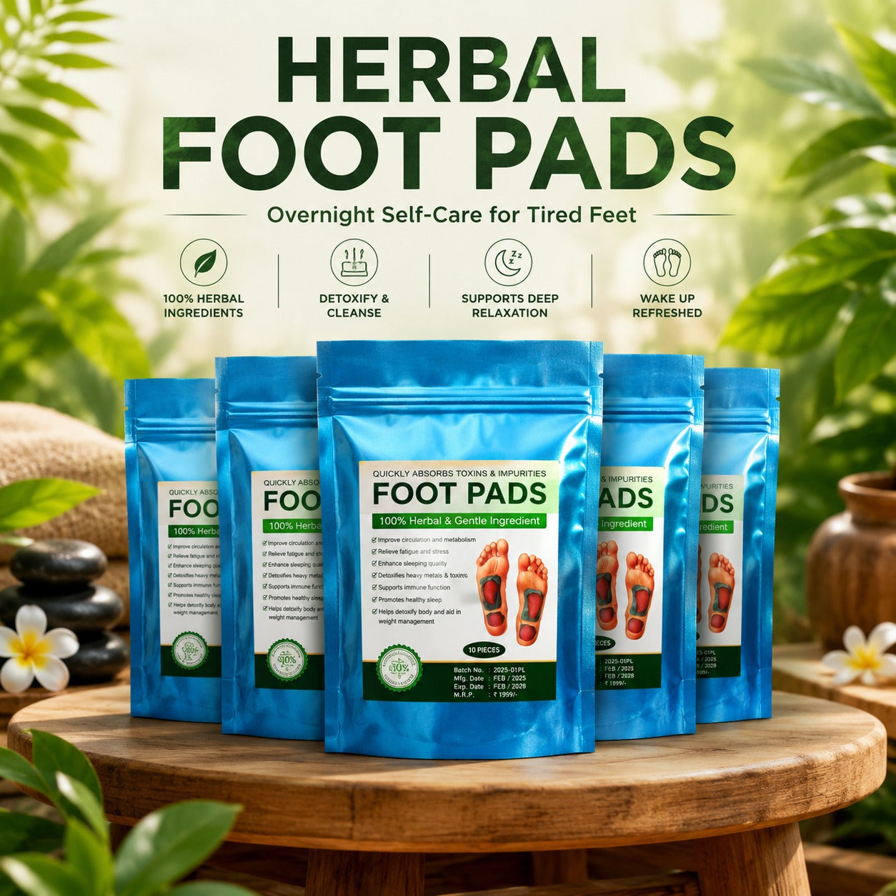 Herbal Detox Foot Pads – Overnight Wellness Patches (10 Pads)