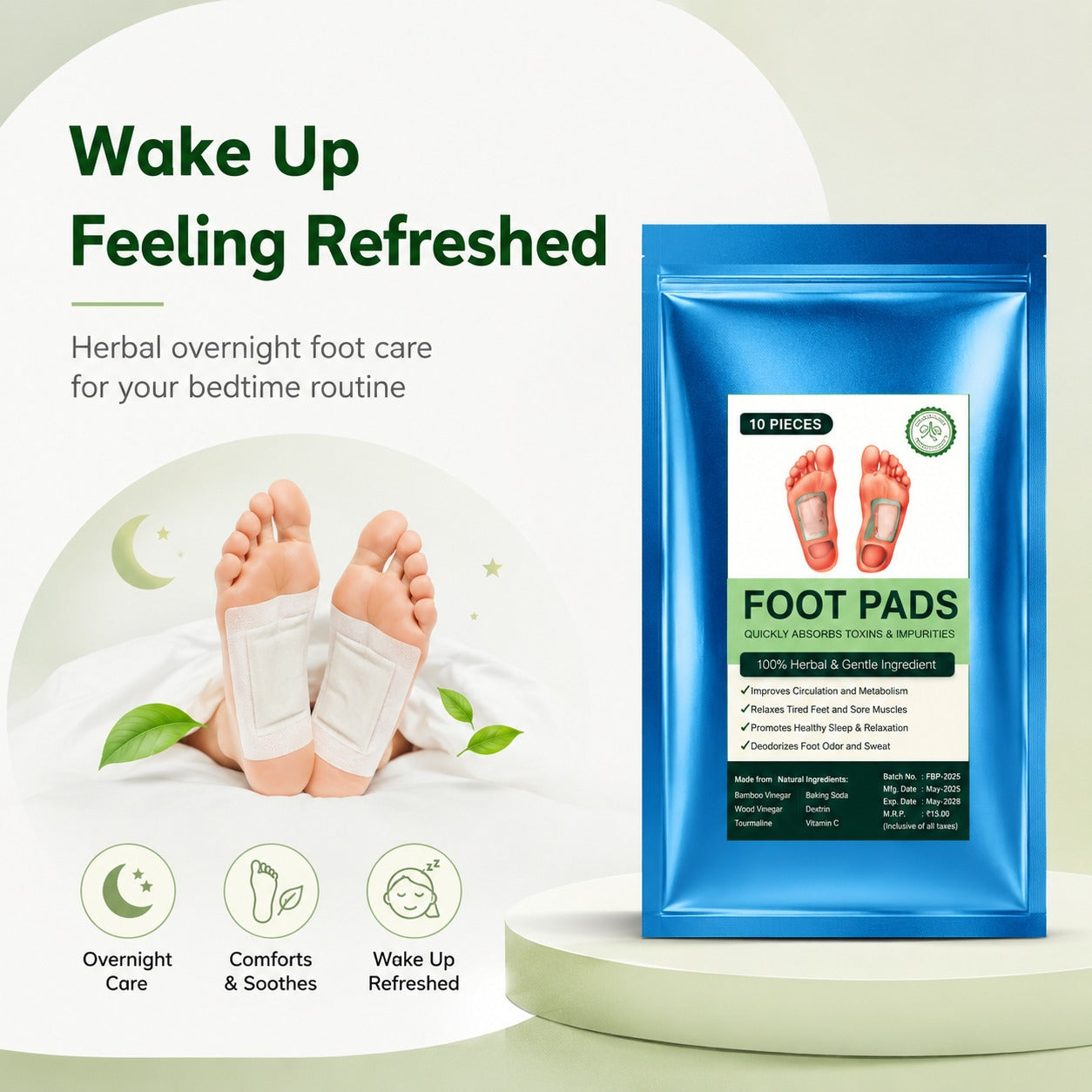 Herbal Detox Foot Pads – Overnight Wellness Patches (10 Pads)